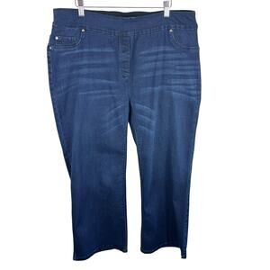 Bluberry Dark Wash Cotton Blend Elastic Waist Pull On Boot‎ Cut Jeans XL 16W 18W